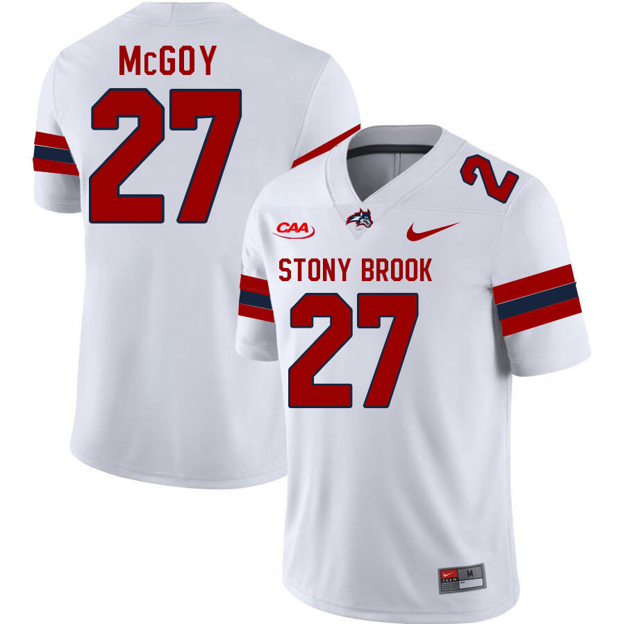 Stony Brook Seawolves #27 Miles McGoy College Football Jerseys Stitched Sale-White